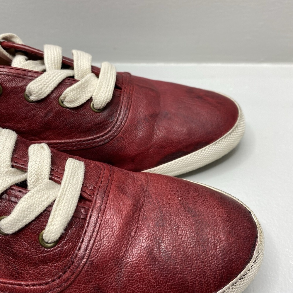 Frye Melanie Leather Sneakers Low Top Lace Up Burnt‎ Red Size 9M - Picture 5 of 12